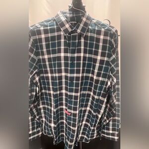 Express Green and Black Plaid Casual Shirt